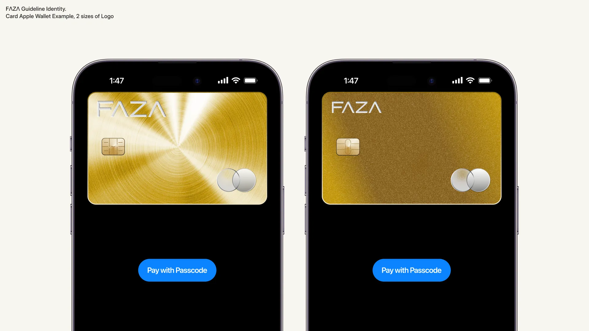 FAZA cards added to Apple Wallet with Pay with Passcode