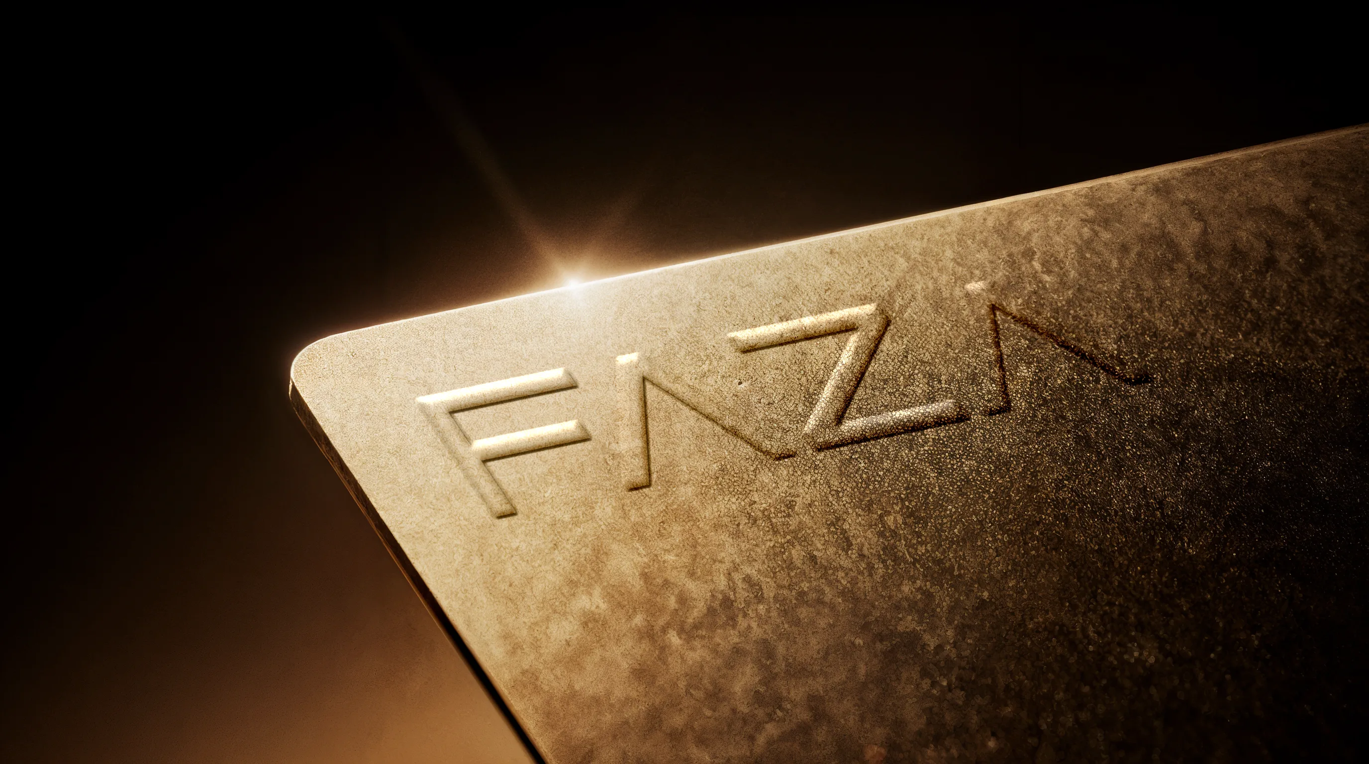 FAZA card - embossed logo close-up